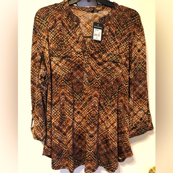 🎁AVA & GRACE NWT FALL COLORS TOP BUTTONS CLOSURE/2 FRONT POCKETS/ROLL SLEEVES - Picture 1 of 8